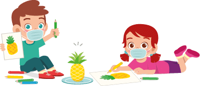 happy cute little kid boy and girl draw with crayon on paper