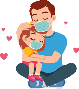 young happy father hug cute little girl