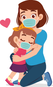 young happy mother hug cute little girl