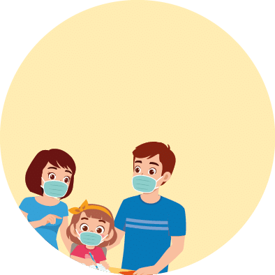 cute little girl study with mother and father at home together