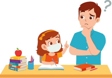 cute little girl study with father at home together