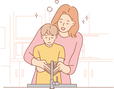 Coronavirus, healthcare, training, motherhood, childhood concept  Young woman mother child kid son washing hands together  Protection and preventive measures from covid19 infection and mothers day 