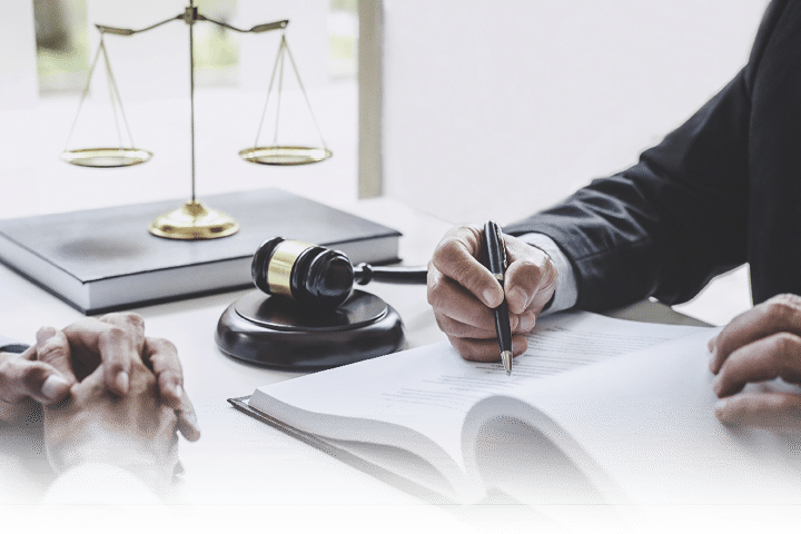 Consultation and conference of Male lawyers and professional businesswoman working and discussion having at law firm in office. Concepts of law, Judge gavel with scales of justice.