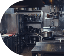 Professional stainless steel kitchen design. Photo was made in restouraunt